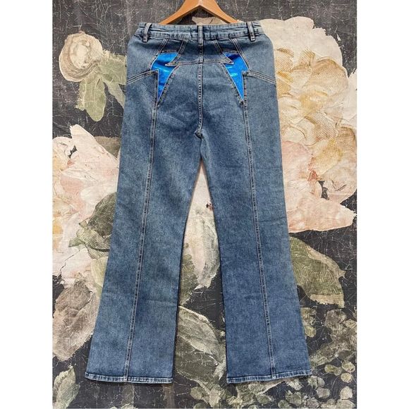 New Free People Wee The Free Thunderbird Flare Jeans Size 33 Blue - Picture 9 of 9